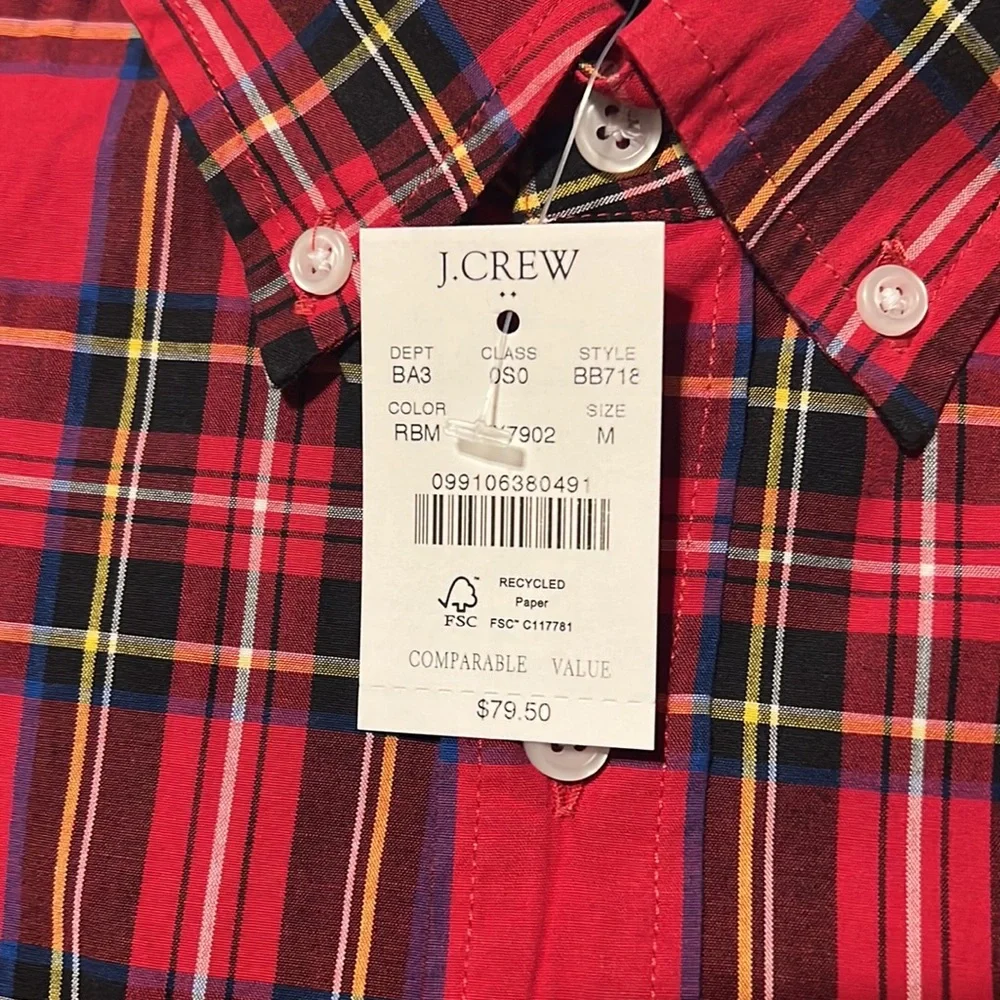 NWT J Crew Holiday tartan slim Untucked-fit flex casual shirt